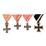 Austria-Hungary: Iron Merit Crosses (3), one in iron with crown, another in iron without crown,