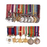 Two mounted groups of dress miniature medals, comprising: six: D.S.O., 1939-45 Star, Africa Star (