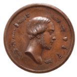 France: Henry of Artois, Count of Chambord, duc de Bordeaux (1820-1883, copper puzzle medal 1848,