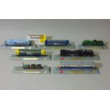 Collection of approx 100 N gauge Del Prado rail models each mounted on a stand and labelled with