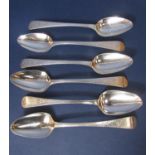 Set of six George III bright cut Old English dessert spoons, maker William Sumner, London 1787,