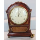 Good quality Regency mahogany and brass twin fusee bracket clock, with eight inch convex glass and