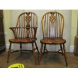 A set of six (4&2) good quality contemporary Windsor ash and elm stick back country dining chairs