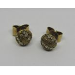 Pair of 18k bi-colour woven stud earrings, 2.7g