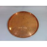 WMF copper tray of circular form of hammered design 43.5 cm in diameter