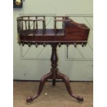 A Georgian style mahogany butlers serving table with D end and segmented interior, raised on a