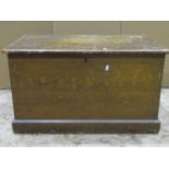 A Victorian pine blanket box with hinged lid and original scumbled finish, 85 cm long x 52 cm wide x