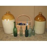 A vintage four gallon stoneware flagon with impressed merchants mark for William Newson wine &