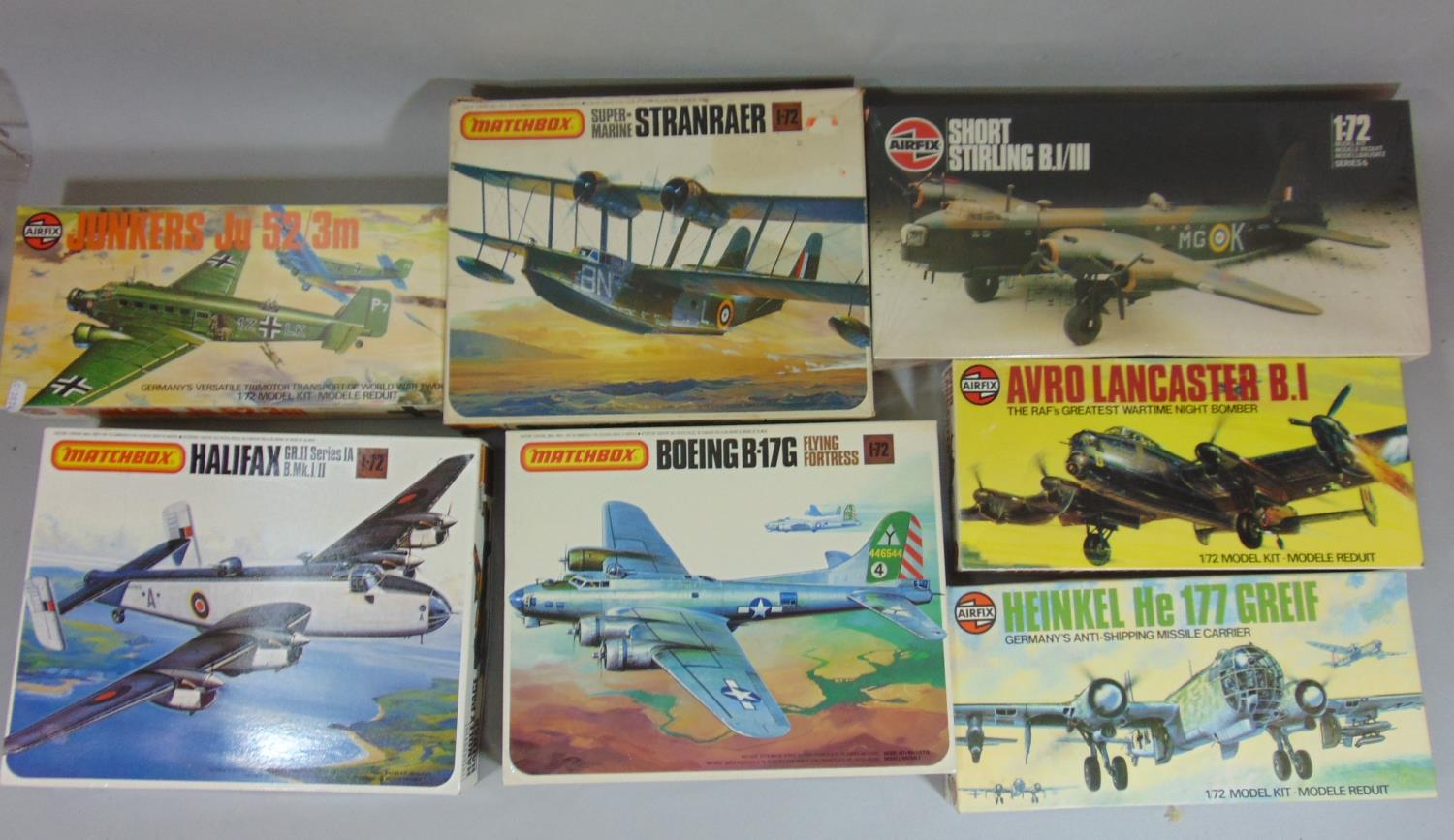 9 boxed model aircraft kits, all un-started, including Airfix Short Sterling (in cellophane),