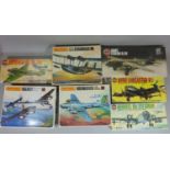 9 boxed model aircraft kits, all un-started, including Airfix Short Sterling (in cellophane),