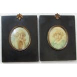 Grace Roske (early 20th century) - Pair of bust length miniature portrait studies of fair haired