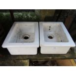 Two small Armitage Shanks white glazed stoneware sinks 36 cm x 28 cm