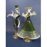 Pair of Venetian glass figures of a dandy and his partner, the gentleman 36 cm high (2)
