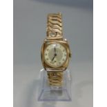 Vintage gents 9ct Record gents watch with two tone champagne dial, Arabic numerals and subsidiary