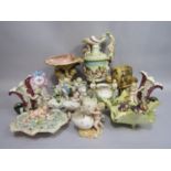 A collection of mainly late 19th century continental ceramics all on the theme of cherubs comprising