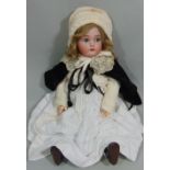 Kammer & Rheinhardt bisque socket head doll with jointed composite body, blue sleeping eyes with