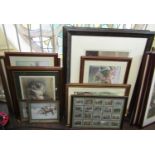 A collection of prints relating to equestrian subjects including a set of three Dickensian style