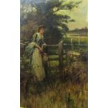 Alfred Augustus Glendening Junior (British 1861-1907) - The Trysting Place, oil on canvas, signed