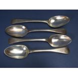 Four various Regency silver Old English dessert spoons, various makers, 5oz approx