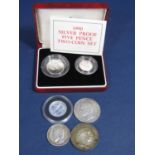 Royal Mint silver old and new 5p pieces (cased) 2013 50p in silver, 2 x 1911 and 1912 silver Drei