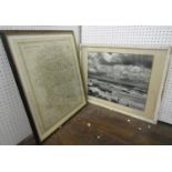 A 19th century map of Wiltshire by J Cary, 54 x 44cm approx, together with a black and white