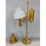 Good quality brass students lamp by Bright & co, 55 cm high with a further brass lamp (2)