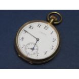 Good quality Lister & Sons 18ct pocket watch, the enamelled dial with Arabic numerals and subsidiary