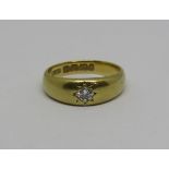 18ct diamond gypsy ring with star cut detail, size M, 5.4g