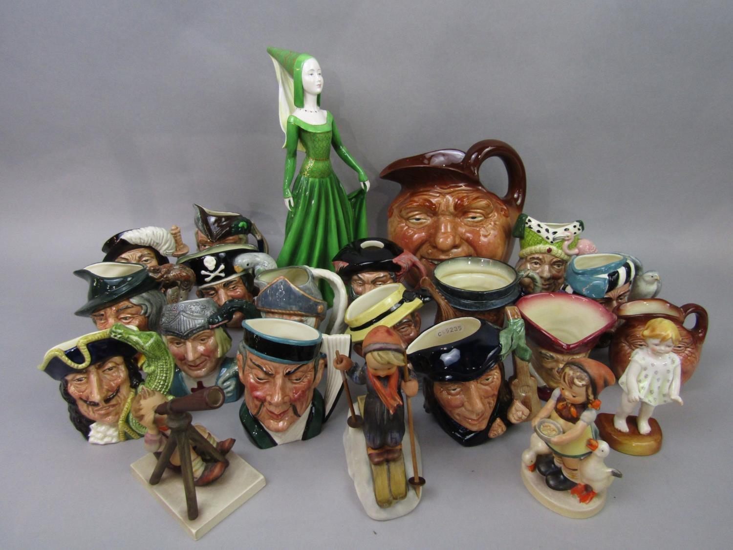 A collection of Royal Doulton character jugs including John Barleycorn Old Lad (2) Scaramouche, Capt