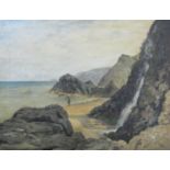 Frederick Parsons Shuckard (British FL.1868-1901) - Coastal scene at Tresaith, Ceredigion Wales,