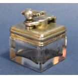 Good quality Edwardian travelling ink well with screw top, the clamp lid engraved with the crest