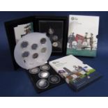 Cased set of five Falkland Islands 50p pieces 2017, five Peter Pan 50p pieces 2019, five Celebratory