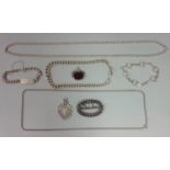 Collection of silver jewellery to include a swivel fob set with bloodstone and carnelian, further