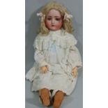 German bisque head doll by Alt, Beck & Gottshalck with composition body with joined limbs,