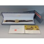 Vintage gents Omega De Ville 18ct quartz dress watch, the gilt dial with baton markers, case