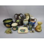 An interesting collection of 19th century and later ceramics including an unusual Bretby two handled