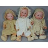 3 bisque head baby dolls by Armand Marseille, all with 5 piece bent limb composition bodies; firstly