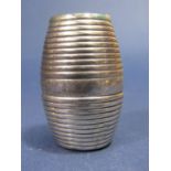 George III turned silver barrel shaped nutmeg grater, maker marks indistinct, London 1792, 5cm high,