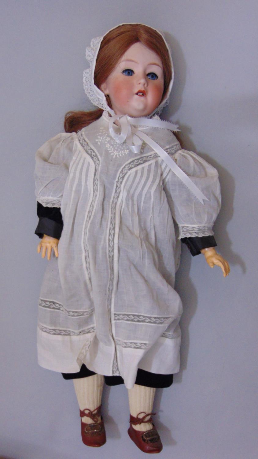 Early 20th century Gebruder Heubach bisque head doll with jointed composition body, fixed blue eyes, - Image 3 of 5