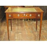 A Georgian mahogany writing table of rectangular form with rising and adjustable centre section,