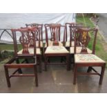 A mixed collection of seven 19th century, including Georgian, mahogany dining chairs with