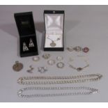 Mixed lot of silver jewellery to include a Russian 875 silver gilt ring claw set with a faceted oval