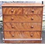 A Victorian satin birch bedroom chest of two short over three long graduated drawers with moulded