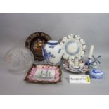 A collection of ceramics including 19th century and later oriental dishes including imari type
