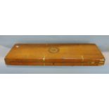 19th century pale oak and brass banded gun case for muzzle loading weapon with base lined and