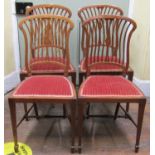 Set of four inlaid Edwardian mahogany parlour rooms chair with repeating string and marquetry