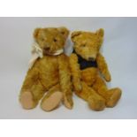A pre WW2 teddy bear with humped back, jointed body, very long arms, long golden fur and stitched