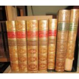A collection of leather bound 19th century books including History of England, Macaulay, Popular