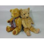 Chad Valley teddy bear circa 1930 with red stitched label on foot, height 52cm, with stitched mouth,