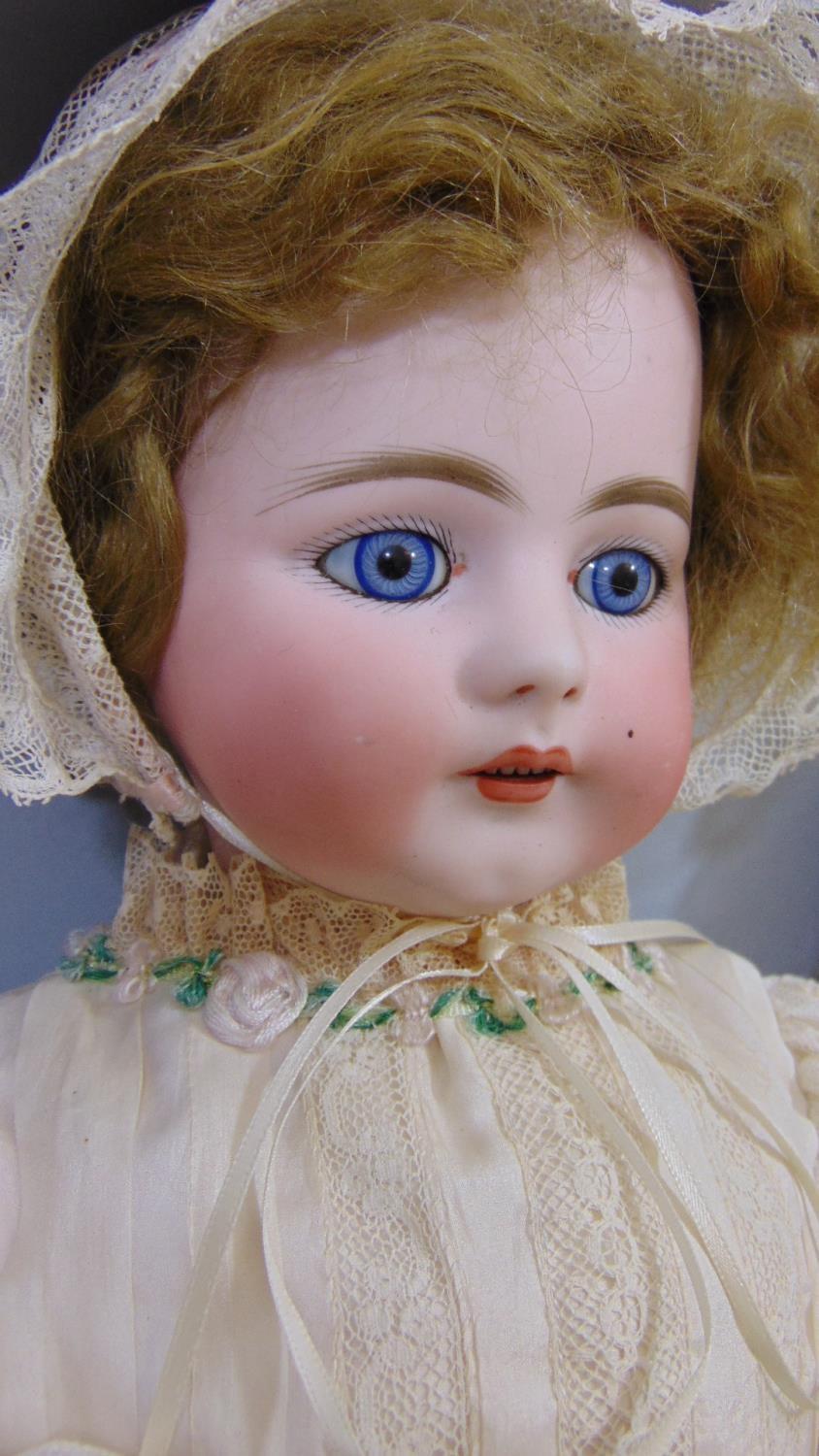 2 circa 1920's bisque head dolls both with jointed composition bodies, fixed blue eyes,open mouth - Image 2 of 8
